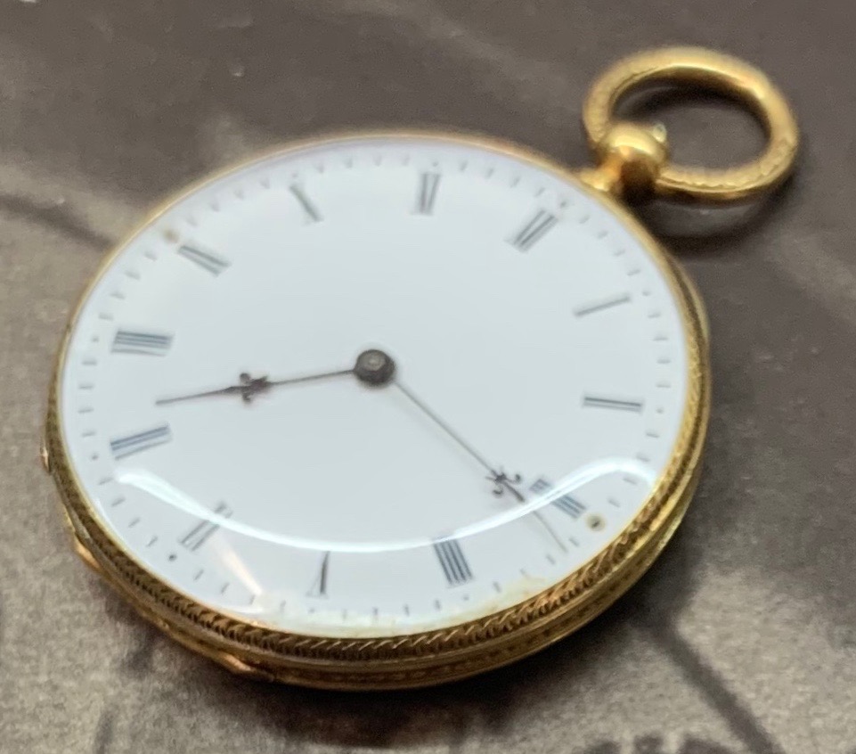 Mouline Suisse enamelled solid gold pocket watch, Ca 1880, 33mm in diameter. - Image 3