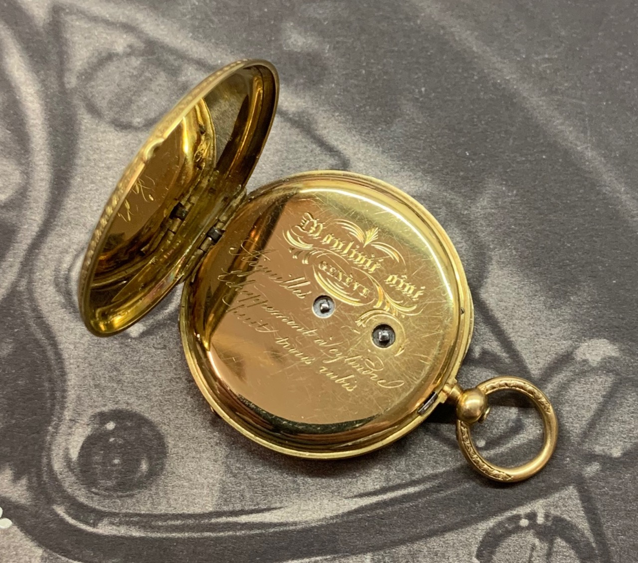 Mouline Suisse enamelled solid gold pocket watch, Ca 1880, 33mm in diameter. - Image 5