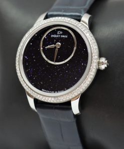 Alternative view of Jaquet Droz PETIT HEURE MINUTE AVENTURINE, case ref J005000271, stainless steel case set with 160 diamonds.