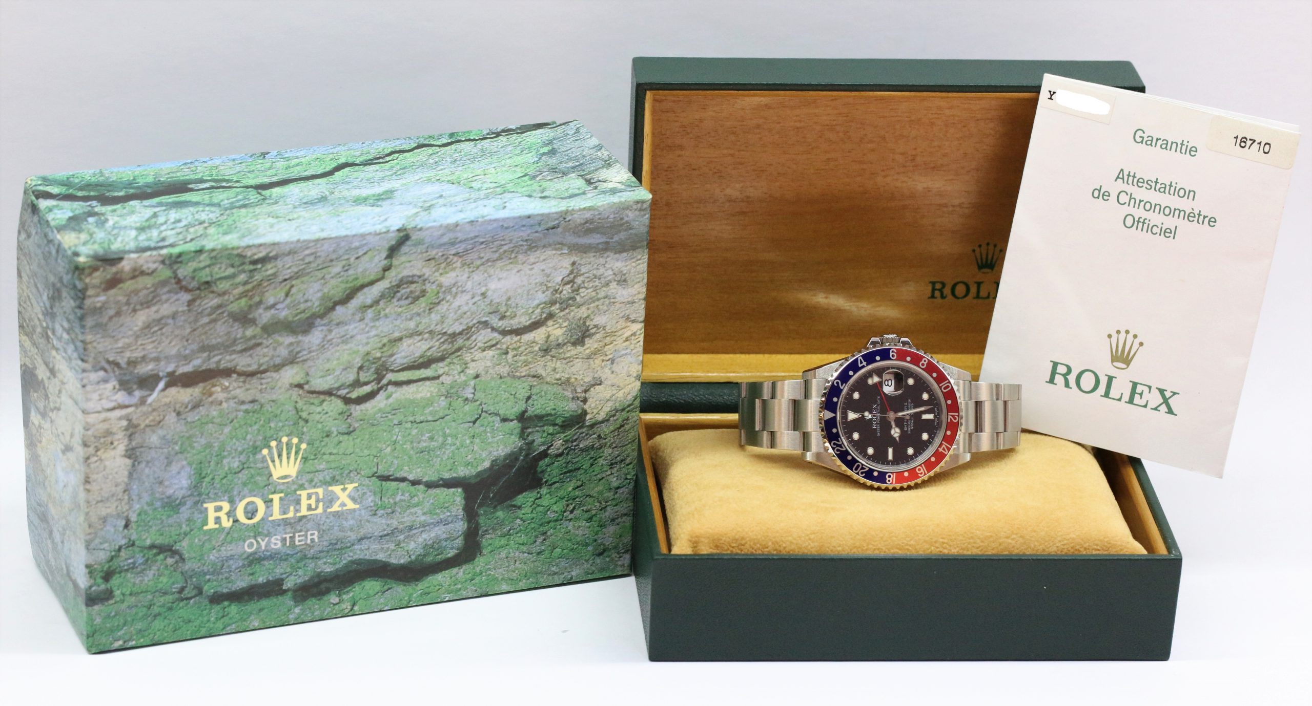 Rolex GMT Master II in stainless steel, Pepsi bezel, black index dial on a Rolex Oyster bracelet Ref: 16710, Y series, Box & Warranty Certificate - Image 7