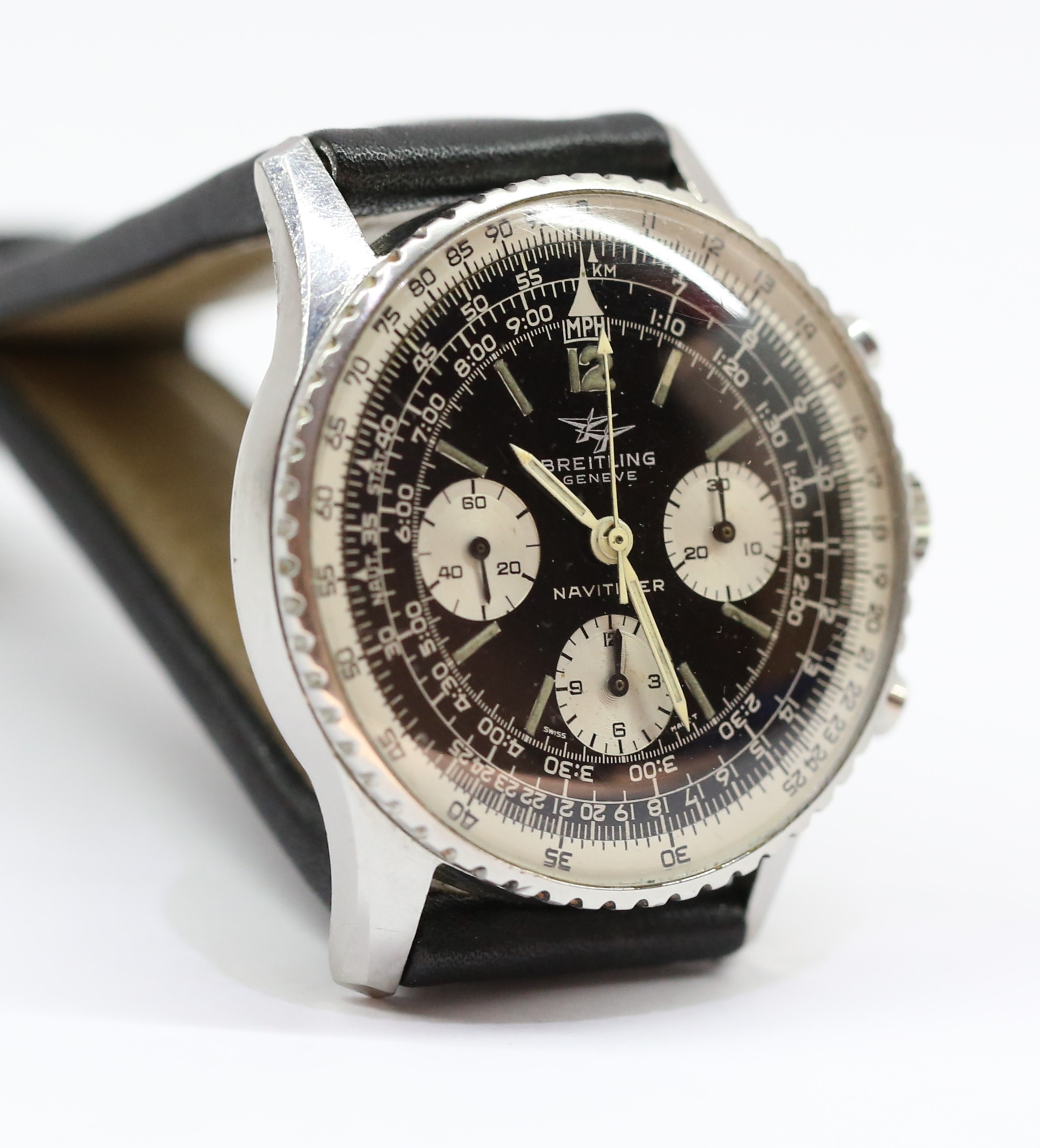 Breitling Navitimer ref 806, stainless steel on strap, reverse panda dial, circa: 1966, all original condition! - Image 3