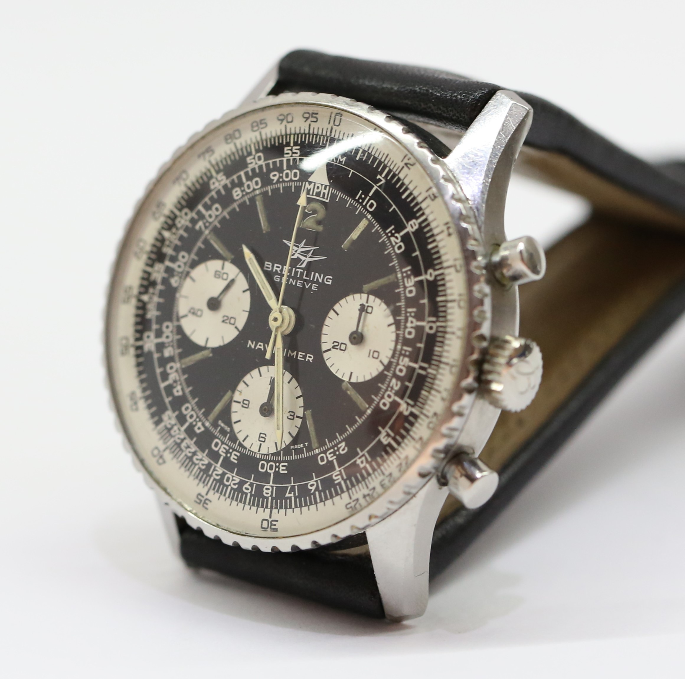 Breitling Navitimer ref 806, stainless steel on strap, reverse panda dial, circa: 1966, all original condition! - Image 2