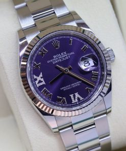 Rolex Datejust 36mm in Rolex Oystersteel with White Gold Bezel, Aubergine Diamond Set Dial, Ref 126234, Circa: 2020, Complete with Box & Papers