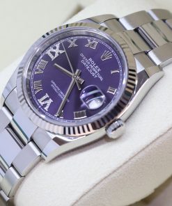 Alternative view of Rolex Datejust 36mm in Rolex Oystersteel with White Gold Bezel, Aubergine Diamond Set Dial, Ref 126234, Circa: 2020, Complete with Box & Papers