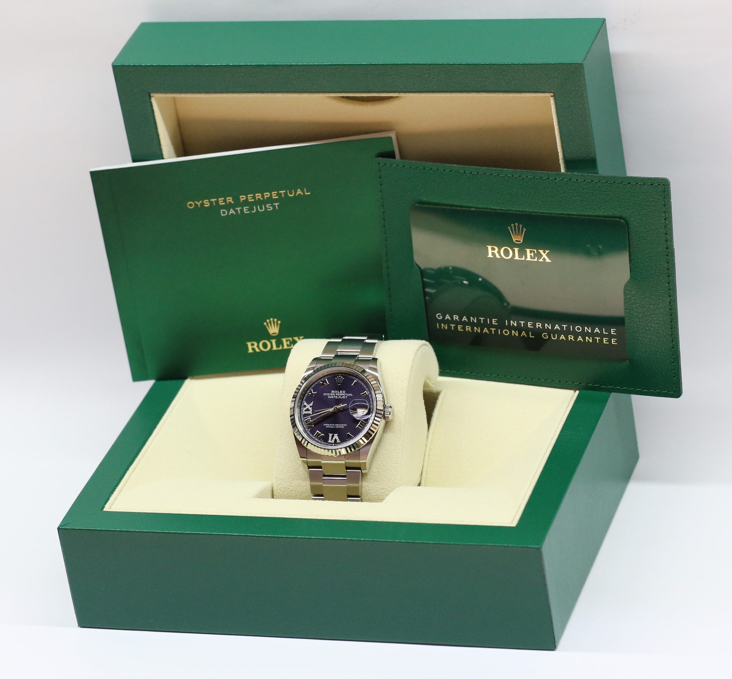Rolex Datejust 36mm in Rolex Oystersteel with White Gold Bezel, Aubergine Diamond Set Dial, Ref 126234, Circa: 2020, Complete with Box & Papers - Image 6