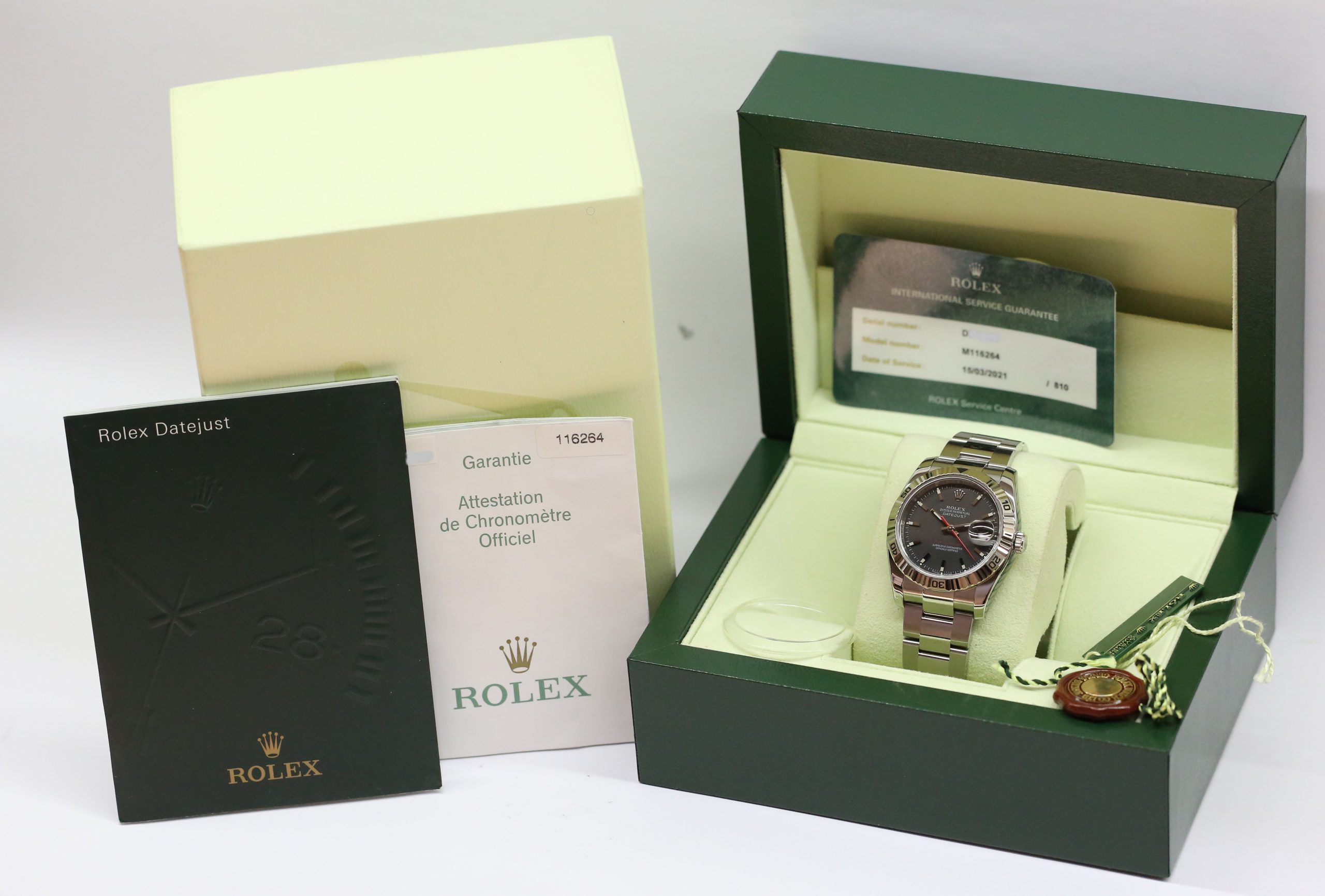 Rolex Datejust Turn-O-Graph in Stainless Steel with White Gold Bezel on a Rolex Oyster Bracelet, Matte Black Index Dial, Ref 116264, Circa: 2006, Just Returned from Rolex Service, Complete with Box & Papers - Image 7
