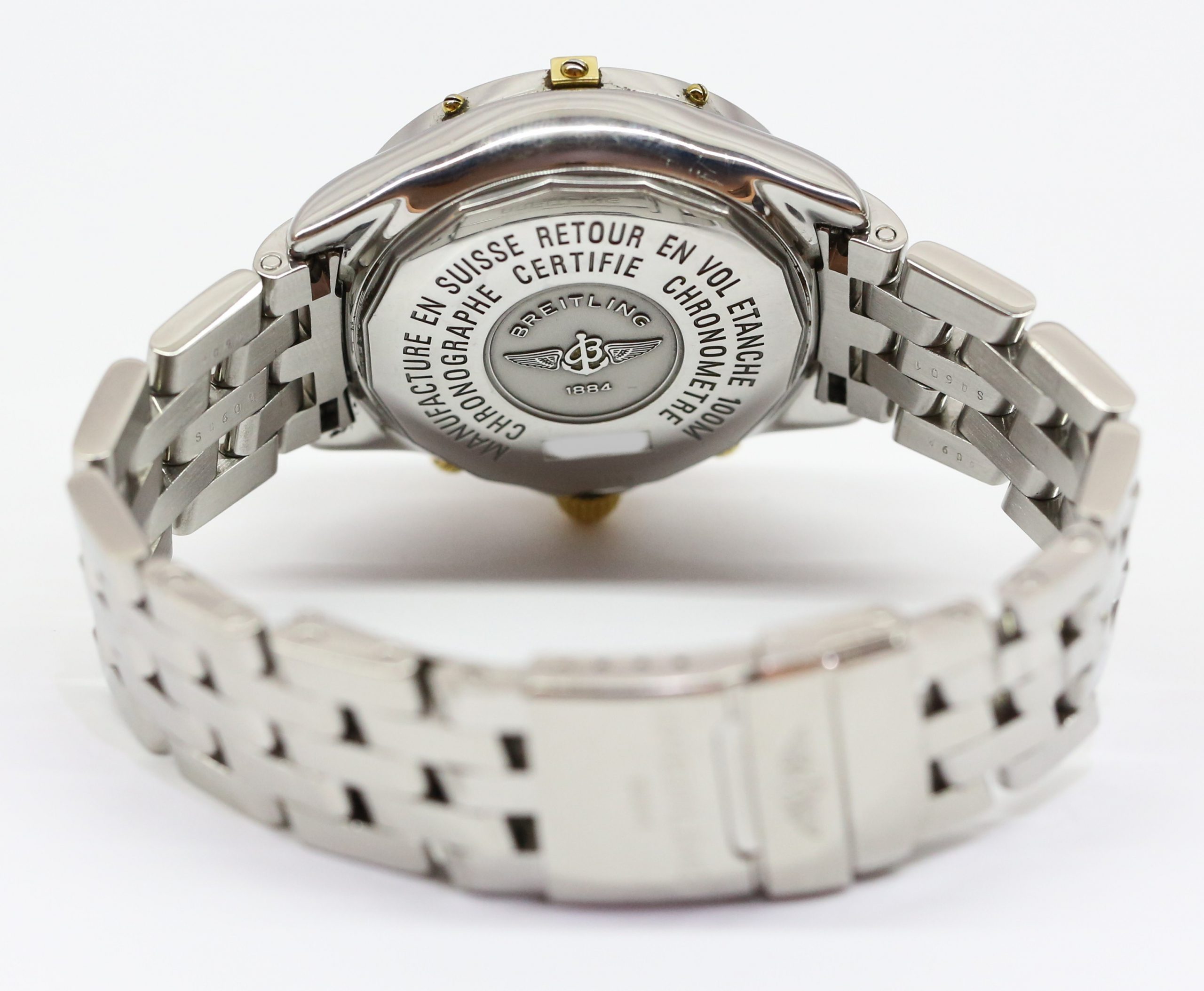 Breitling Shadow Flyback Chronograph Steel & Gold, Blue Dial, on Brietling Steel Bracelet, ref: B35312 - Image 4
