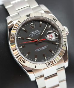 Rolex Datejust Turn-O-Graph in Stainless Steel with White Gold Bezel on a Rolex Oyster Bracelet, Matte Black Index Dial, Ref 116264, Circa: 2006, Just Returned from Rolex Service, Complete with Box & Papers