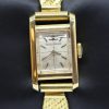 Jaeger LeCoultre Vintage ladies cocktail watch, Manual Winding, in 18ct Yellow Gold on bracelet, Silver index Dial
