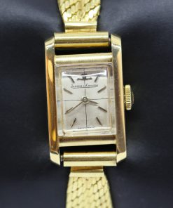 Jaeger LeCoultre Vintage ladies cocktail watch, Manual Winding, in 18ct Yellow Gold on bracelet, Silver index Dial