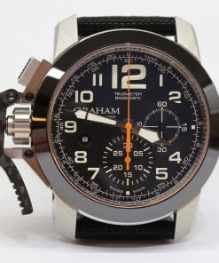 Graham Chronofighter Oversize 47mm Stainless Steel Case, Black Cermaic Bezel on Fabric strap, Ref: 2CCAC, Complete with Box & Papers