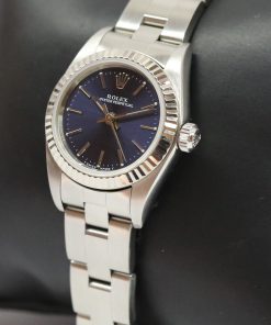 Alternative view of Rolex Oyster Perpetual Blue Dial Stainless Steel on Oyster Bracelet, 24mm, ref 76094, circa 1999