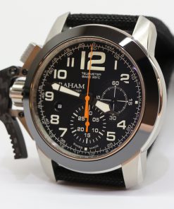 Alternative view of Graham Chronofighter Oversize 47mm Stainless Steel Case, Black Cermaic Bezel on Fabric strap, Ref: 2CCAC, Complete with Box & Papers