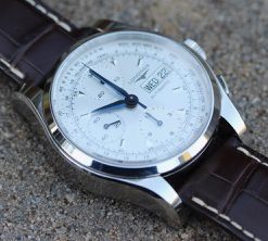 Alternative view of Longines Heritage 1954 Automatic Day-Date chronograph L2.747.4 stainless steel, Just $1,430!!
