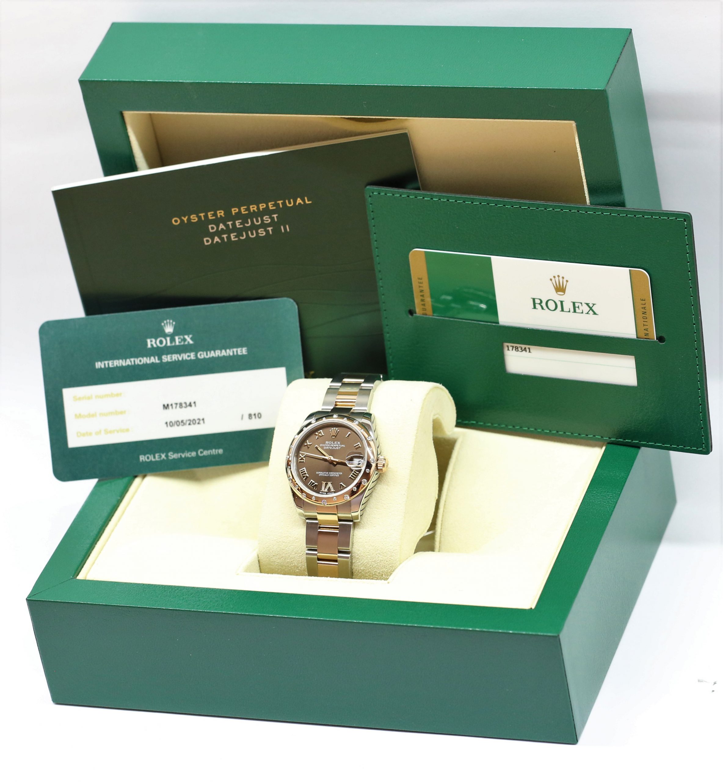 Rolex Datejust 31, 18ct Everose Gold & Stainless Steel on matching Rolex Oyster bracelet, Scattered Diamond Bezel in Everose gold, Brown Roman Dial with Diamonds at 6'oclock, Ref: 178341, Ca: 2015, Complete with Box, Papers & Rolex Service Warranty - Image 6