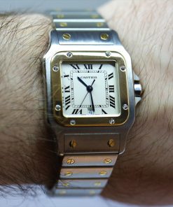 Alternative view of Cartier Santos Galbee 18ct Yellow Gold & Stainless Steel on Bracelet, reference 187901, Circa: 1999, With Box