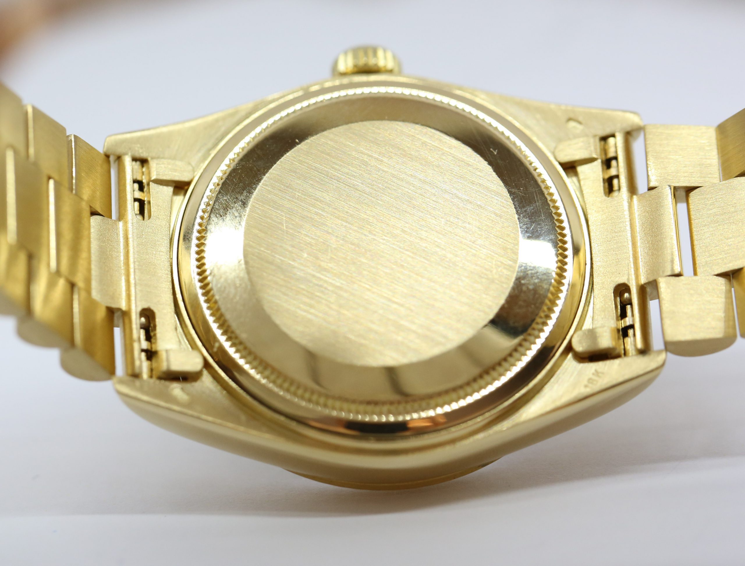 Rolex Oyster Perpetual Day Date 18ct Yellow Gold on Rolex 18ct Yellow Gold President Bracelet, Reference: 18038, Factory Matte Champagne Diamond Dial, Circa: 1984/5 - Image 5