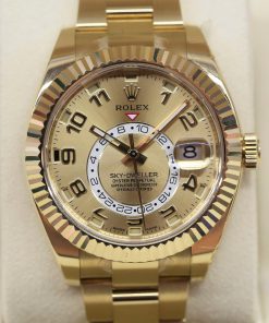 Rolex Skydweller in 18ct Yellow Gold on 18ct Yellow Gold Rolex Oyster Bracelet, Champagne Arab Dial, Ref: 326938, Complete with Box, Papers & Balance of Rolex Factory Warranty, Circa 2018