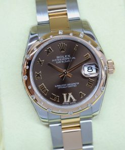 Rolex Datejust 31, 18ct Everose Gold & Stainless Steel on matching Rolex Oyster bracelet, Scattered Diamond Bezel in Everose gold, Brown Roman Dial with Diamonds at 6'oclock, Ref: 178341, Ca: 2015, Complete with Box, Papers & Rolex Service Warranty