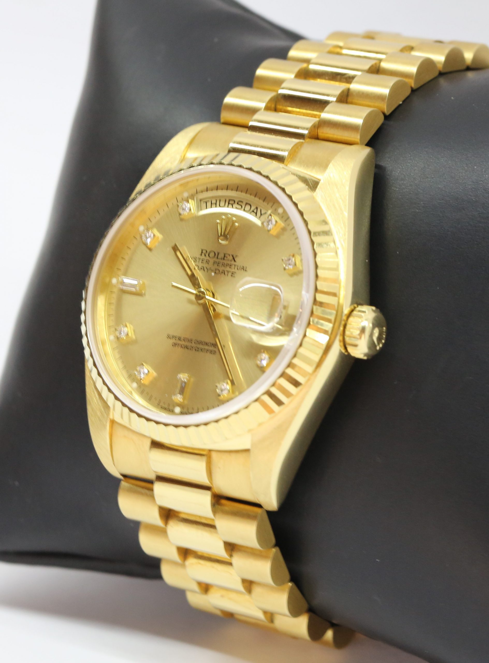 Rolex Oyster Perpetual Day Date in 18ct Yellow Gold on 18ct Yellow Gold Rolex President Bracelet, reference: 18038, Champagne Diamond Dial, Circa: 1981 - Image 2