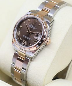 Alternative view of Rolex Datejust 31, 18ct Everose Gold & Stainless Steel on matching Rolex Oyster bracelet, Scattered Diamond Bezel in Everose gold, Brown Roman Dial with Diamonds at 6'oclock, Ref: 178341, Ca: 2015, Complete with Box, Papers & Rolex Service Warranty