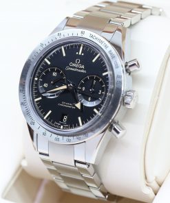 Alternative view of Omega Speedmaster 57 Chronograph in Stainless Steel, Black Index Dial with date, ca: 2019, Complete with Box, Papers & Balance of Omega Factory Warranty