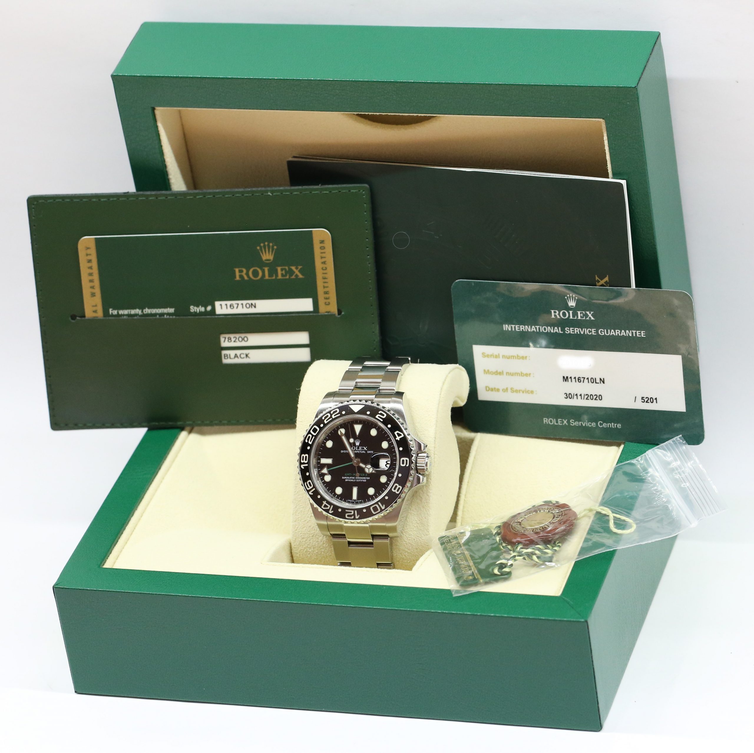 Rolex GMT Master II in stainless steel, Black index dial with a black Cerachrom bezel on a Rolex S/S Oyser bracelet, Ref: 116710LN Ca, 2008. Serviced by Rolex in Nov. 2020 - Image 6