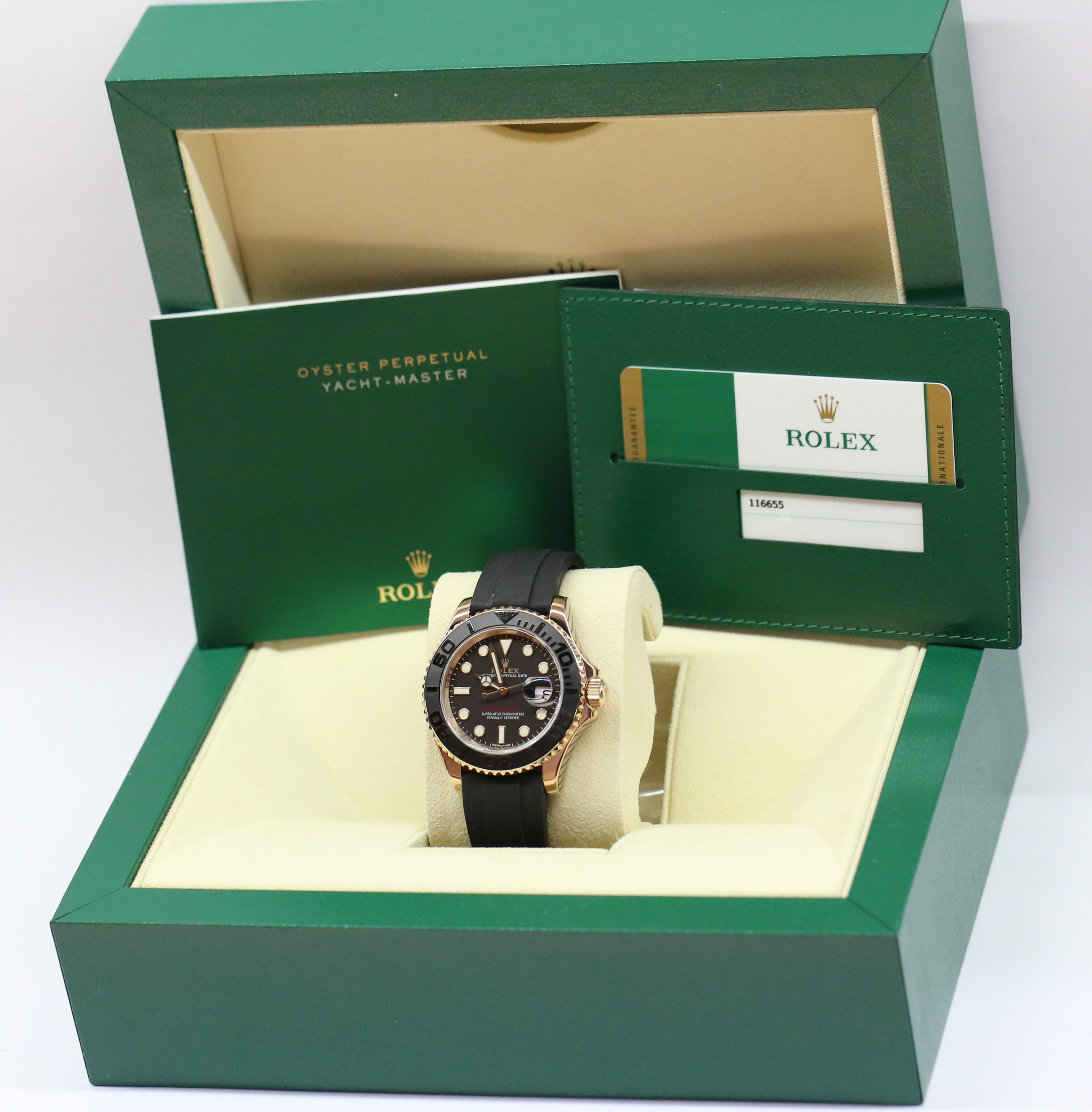 Rolex Yacht-Master 40, 18ct Everose Gold, Black index dial with black Ceramic Bezel on Oysterflex Strap with an Everose gold deployant, Ref: 116655, Ca: 2018, Complete with Box & Papers - Image 7