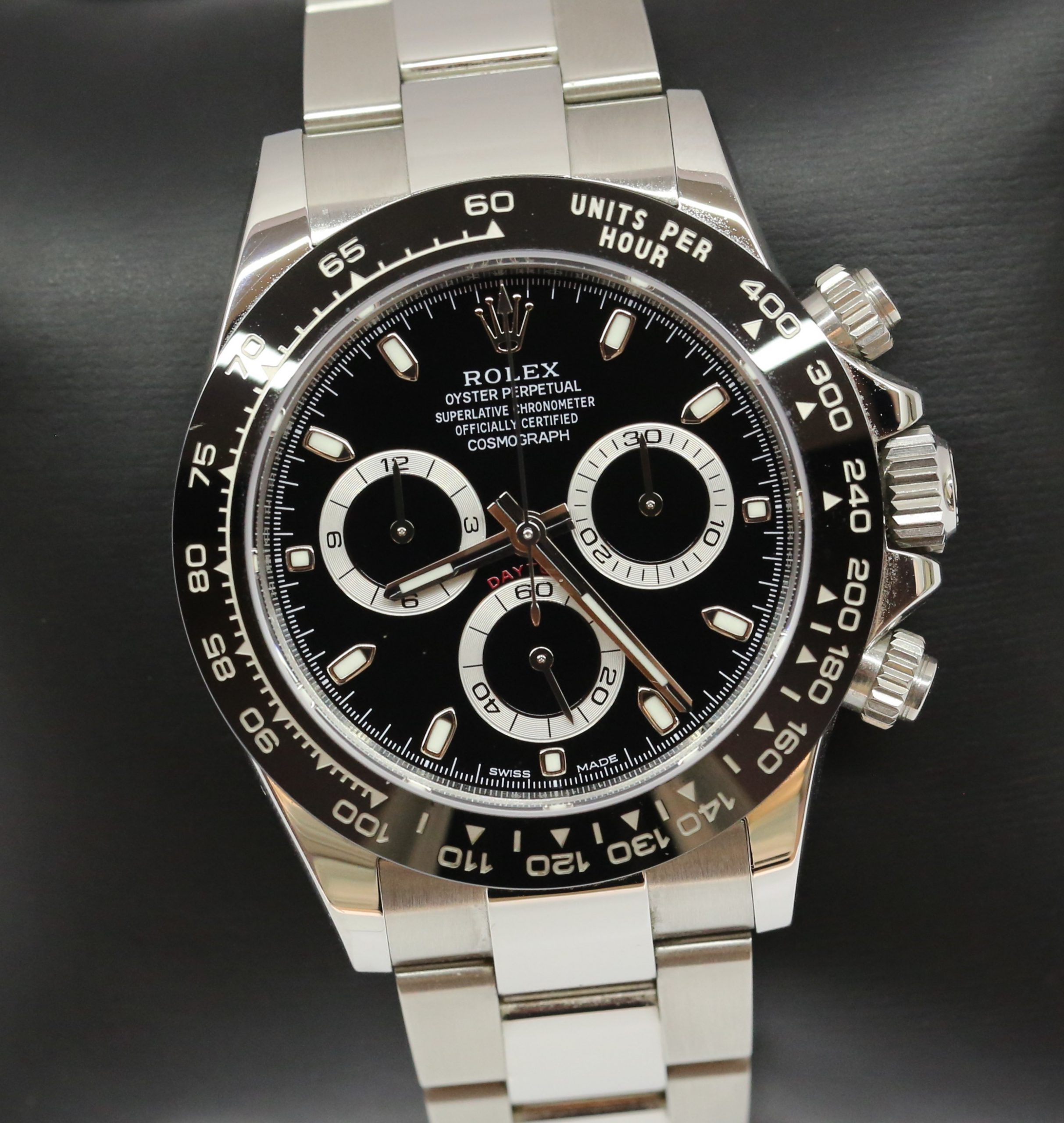 Rolex Cosmograph Daytona in Stainless Steel on Rolex Oystersteel Bracelet, Black Index Dial, Ref: 116500LN, Complete with Box & Papers