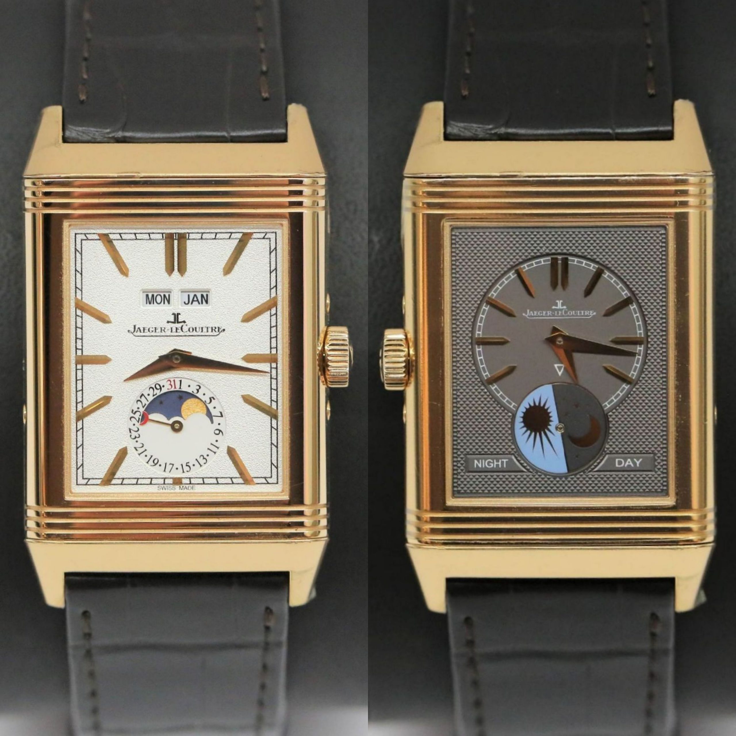 Jaeger-LeCoultre Reverso Tribute Calendar DuoFace in 18ct Pink Gold on JLC Alligator strap with 18ct Pink Gold Jaeger deployant clasp, Ref: Q3912420, Ca: 2020, Complete with Box, Papers & Balance of JLC 8 Year Factory Warranty