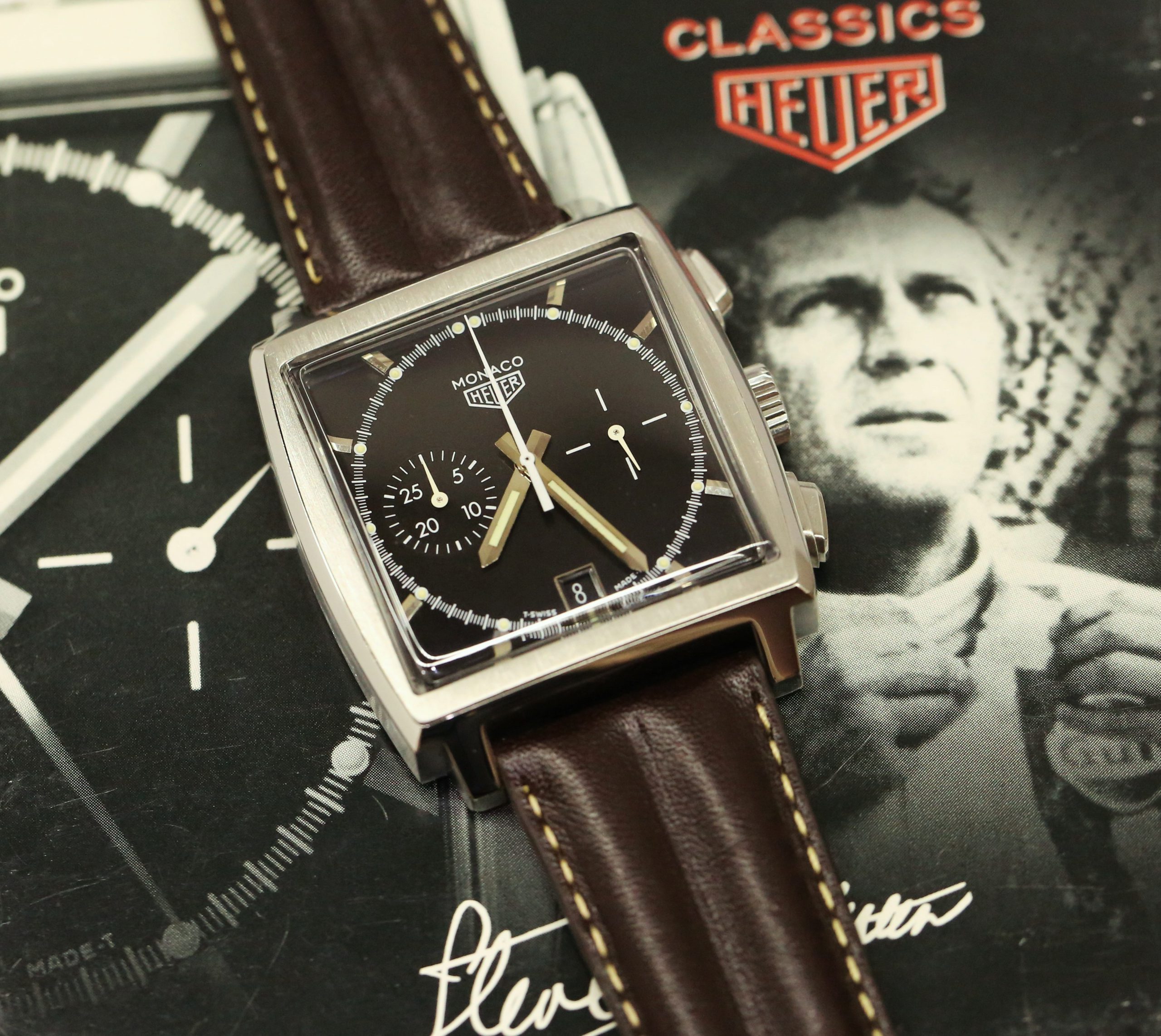 Tag Heuer Steve McQueen Edition Monaco in Stainless Steel on strap, Ref: CS2110, Ca: 2000, Complete with Box & Papers