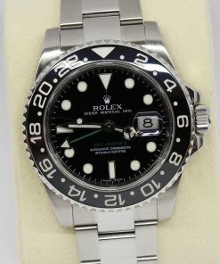 Rolex GMT Master II in stainless steel, Black index dial with a black Cerachrom bezel on a Rolex S/S Oyser bracelet, Ref: 116710LN Ca, 2008. Serviced by Rolex in Nov. 2020