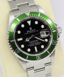Rolex Submariner Date "Kermit". Green bezel and black index dial in Stainless steel with a Rolex Oyster Bracelet, Ref: 16610LV, Z Serial.  Circa: 2007, complete