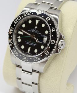 Alternative view of Rolex GMT Master II in stainless steel, Black index dial with a black Cerachrom bezel on a Rolex S/S Oyser bracelet, Ref: 116710LN Ca, 2008. Serviced by Rolex in Nov. 2020