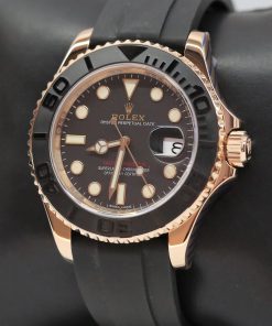 Alternative view of Rolex Yacht-Master 40, 18ct Everose Gold, Black index dial with black Ceramic Bezel on Oysterflex Strap with an Everose gold deployant, Ref: 116655, Ca: 2018, Complete with Box & Papers