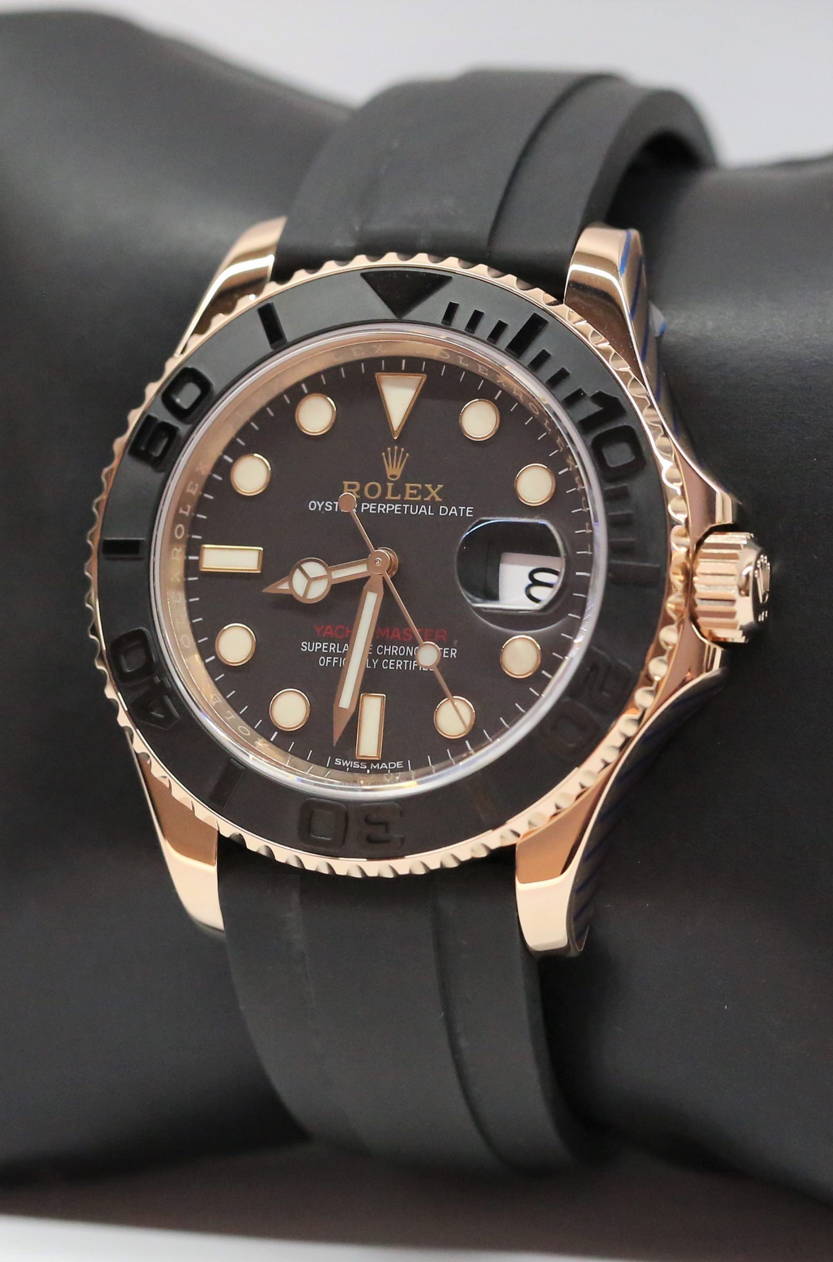 Rolex Yacht-Master 40, 18ct Everose Gold, Black index dial with black Ceramic Bezel on Oysterflex Strap with an Everose gold deployant, Ref: 116655, Ca: 2018, Complete with Box & Papers - Image 2