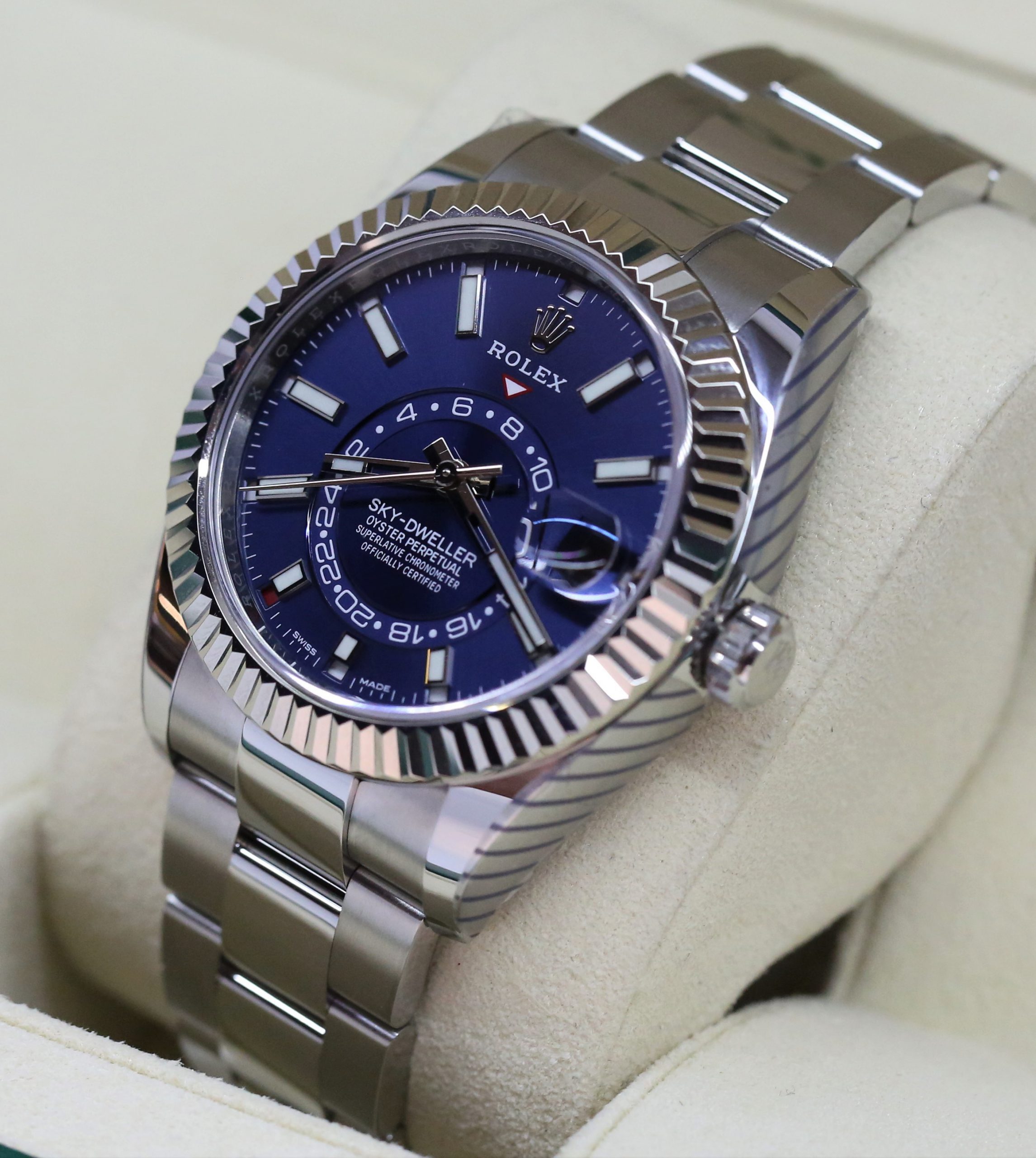 Rolex Sky-Dweller Stainless Steel & 18ct White Gold Bezel, Blue Index Dial, on Oystersteel Bracelet, Ref: 326934, circa: 2020, Complete with Box & Papers - Image 2