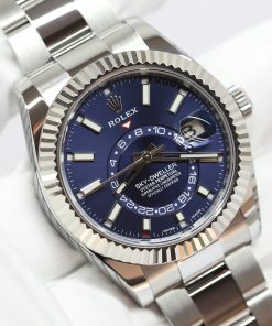 Rolex Sky-Dweller Stainless Steel & 18ct White Gold Bezel, Blue Index Dial, on Oystersteel Bracelet, Ref: 326934, circa: 2020, Complete with Box & Papers