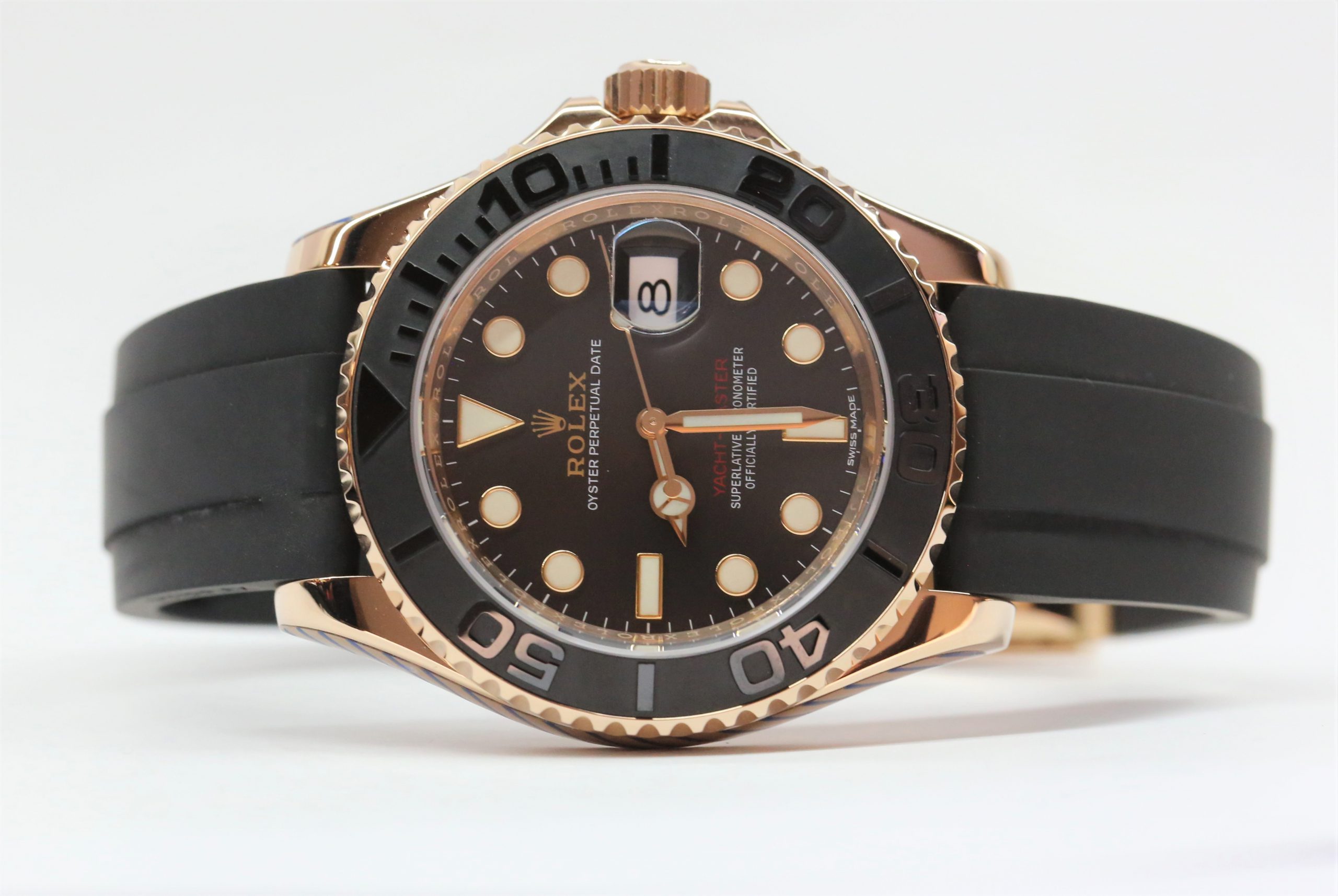 Rolex Yacht-Master 40, 18ct Everose Gold, Black index dial with black Ceramic Bezel on Oysterflex Strap with an Everose gold deployant, Ref: 116655, Ca: 2018, Complete with Box & Papers - Image 3