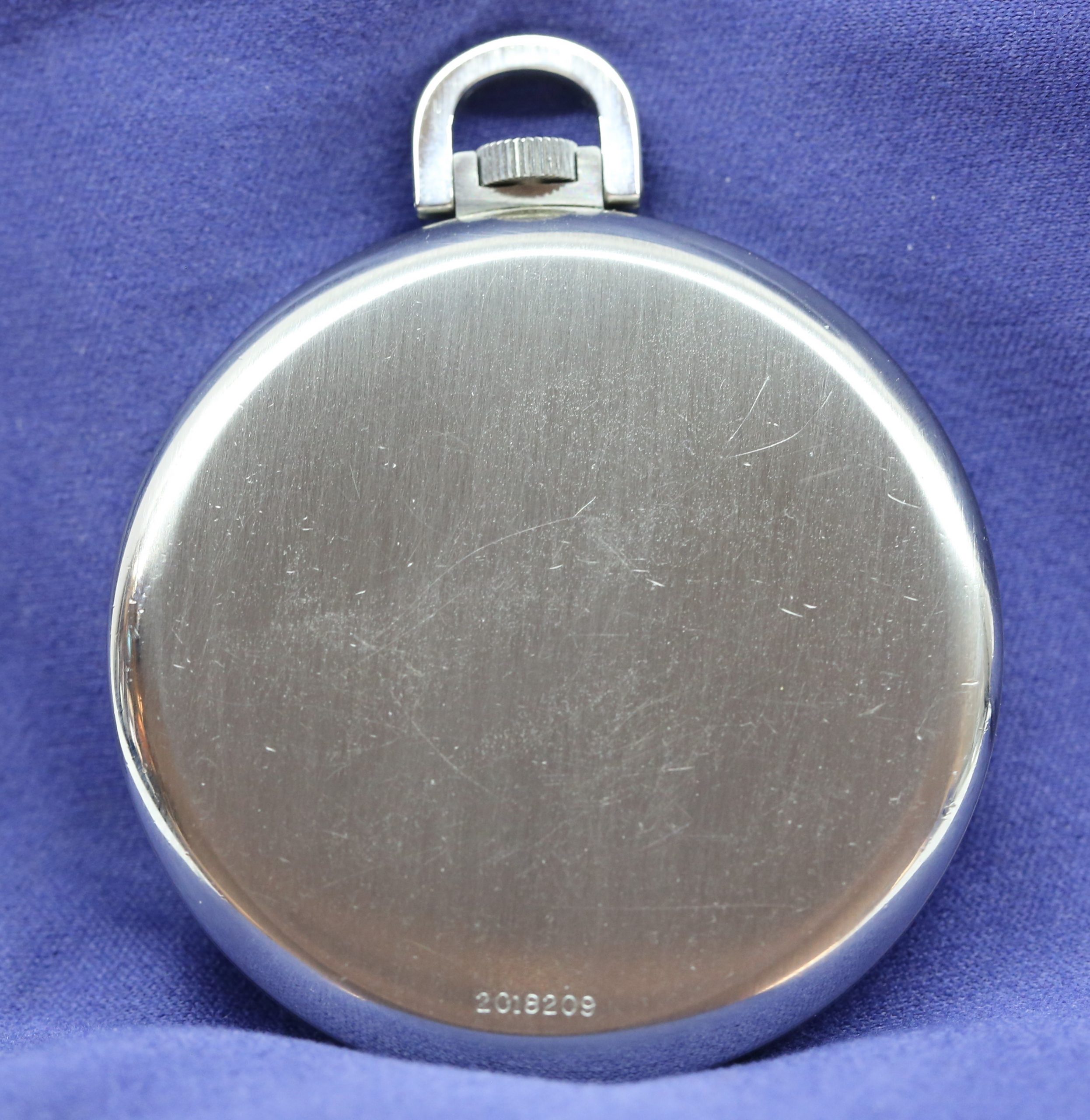 A Classic modern IWC Pocket Watch in stainless steel with a Silver Index Dial and sub-dial at 6 o'çlock, Ref: 169 Ca.1971 - Image 5