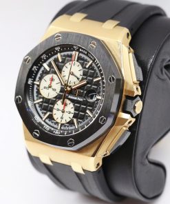 Alternative view of Audemars Piguet Royal Oak Offshore in 18ct Rose Gold with Ceramic Bezel, Black Index Dial, on Audemars Piguet Rubber Strap with 18ct Rose Gold Tang Buckle, Ref: 26401RO, Circa: 2016, Complete with Box & Papers