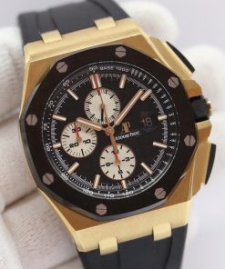 Audemars Piguet Royal Oak Offshore in 18ct Rose Gold with Ceramic Bezel, Black Index Dial, on Audemars Piguet Rubber Strap with 18ct Rose Gold Tang Buckle, Ref: 26401RO, Circa: 2016, Complete with Box & Papers