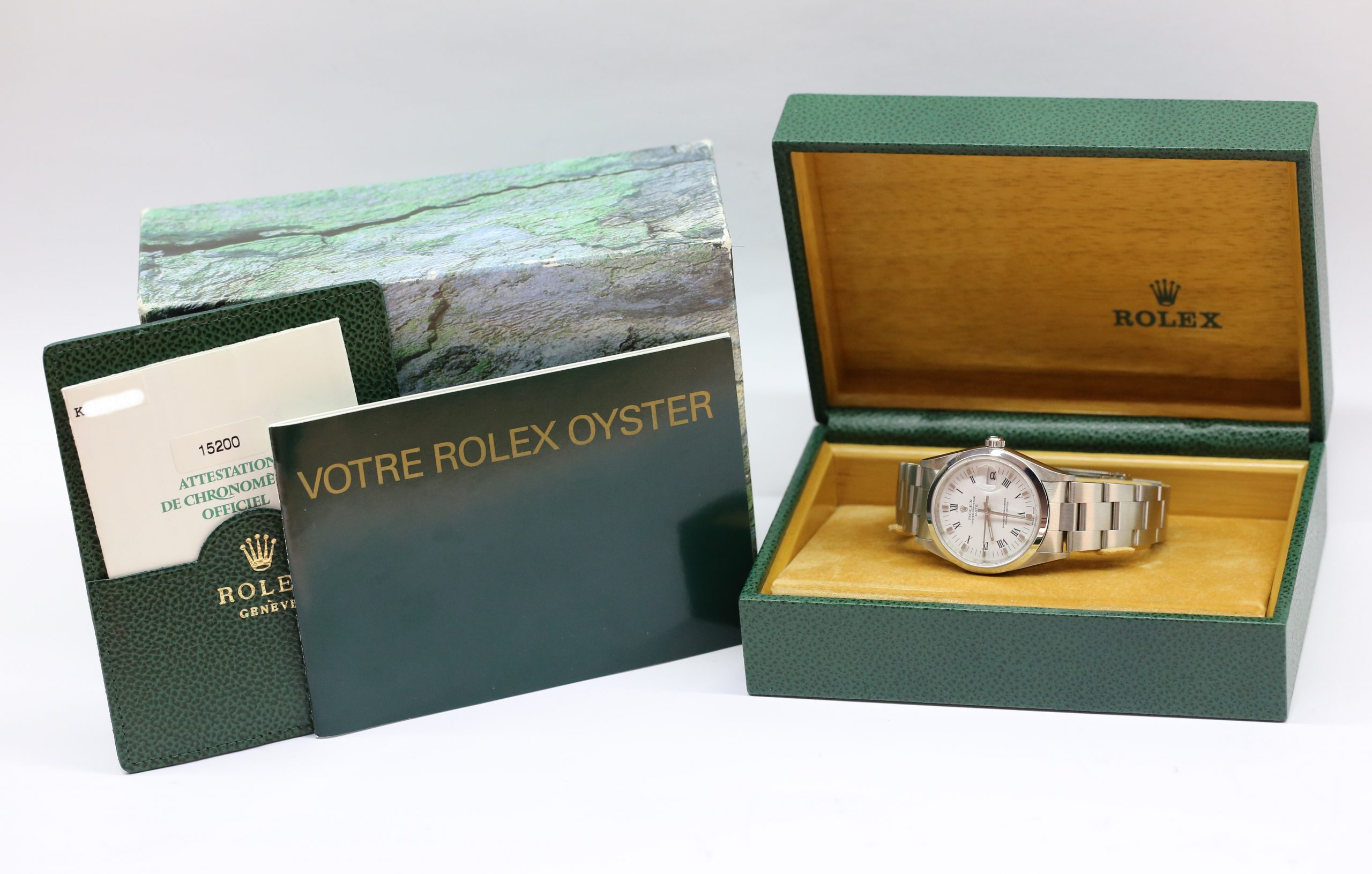 Rolex Oyster Perpetual Date in Stainless Steel on Rolex Stainless Steel Oyster Bracelet, White Roman Dial, Ref: 15200, Circa 2002, Complete with Box & Papers - Image 7