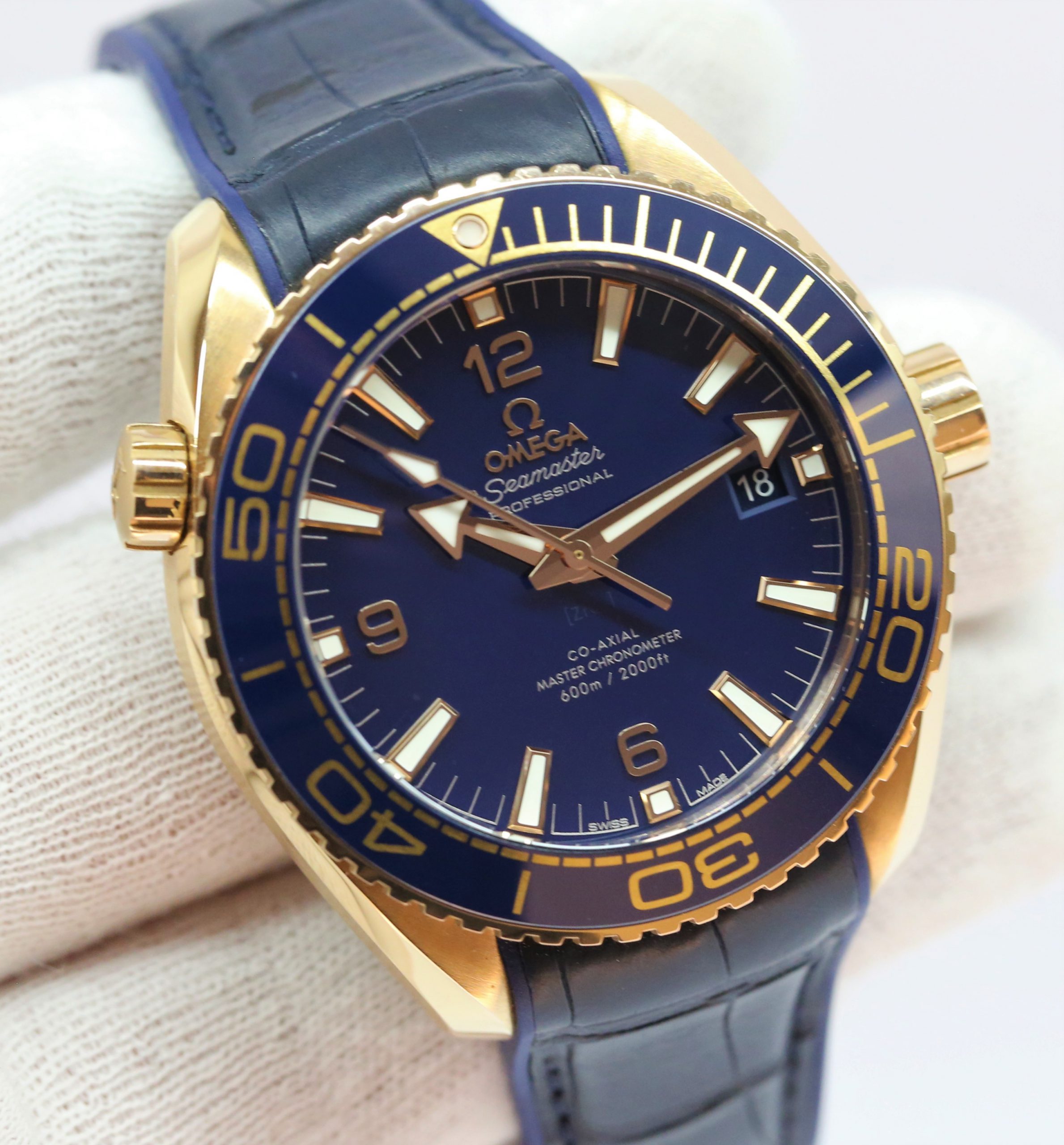Omega Planet Ocean 600m in 18ct Rose Gold on Strap with 18ct Rose Gold Deployant, Ref: 21563442103001, Circa: 2016, Complete with Box & Papers Current RRP is $39,125