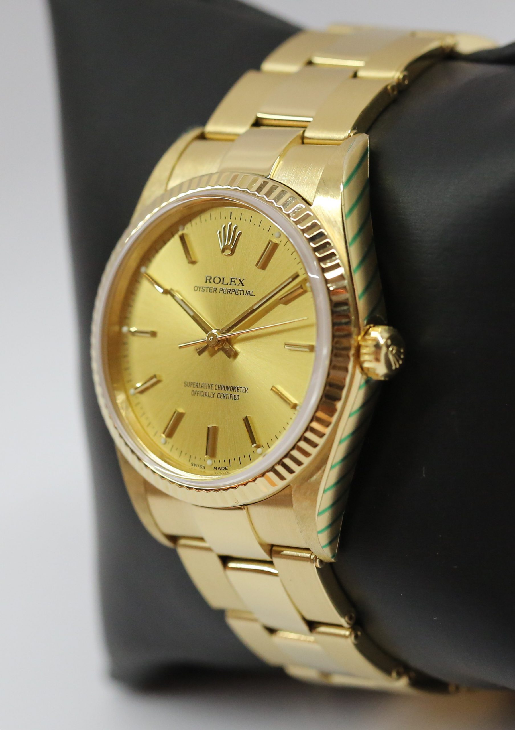 Rolex Oyster Perpetual 34mm in 18ct Yellow Gold, Champagne index dial on Rolex 18ct yellow gold rivited bracelet, Ref: 14328, Circa: 1984, Just Returned From Rolex Service, Balance of Rolex Service Warranty - Image 2