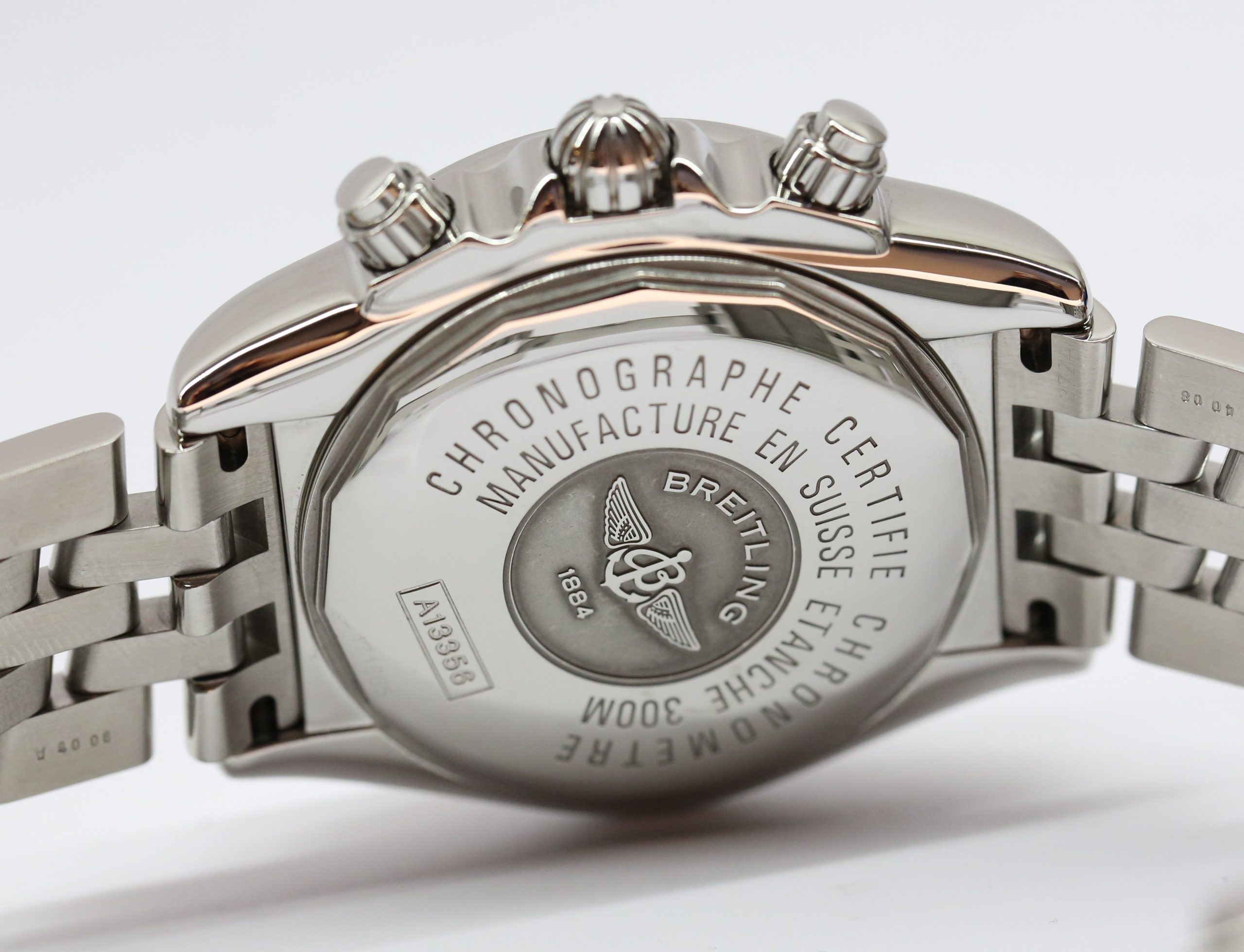 Breitling Choronomat Evolution Chronograph in Stainless Steel, Black Arab Dial on a Breitling stainless steel bracelet. 44mm , Ref: A13356 - Image 4