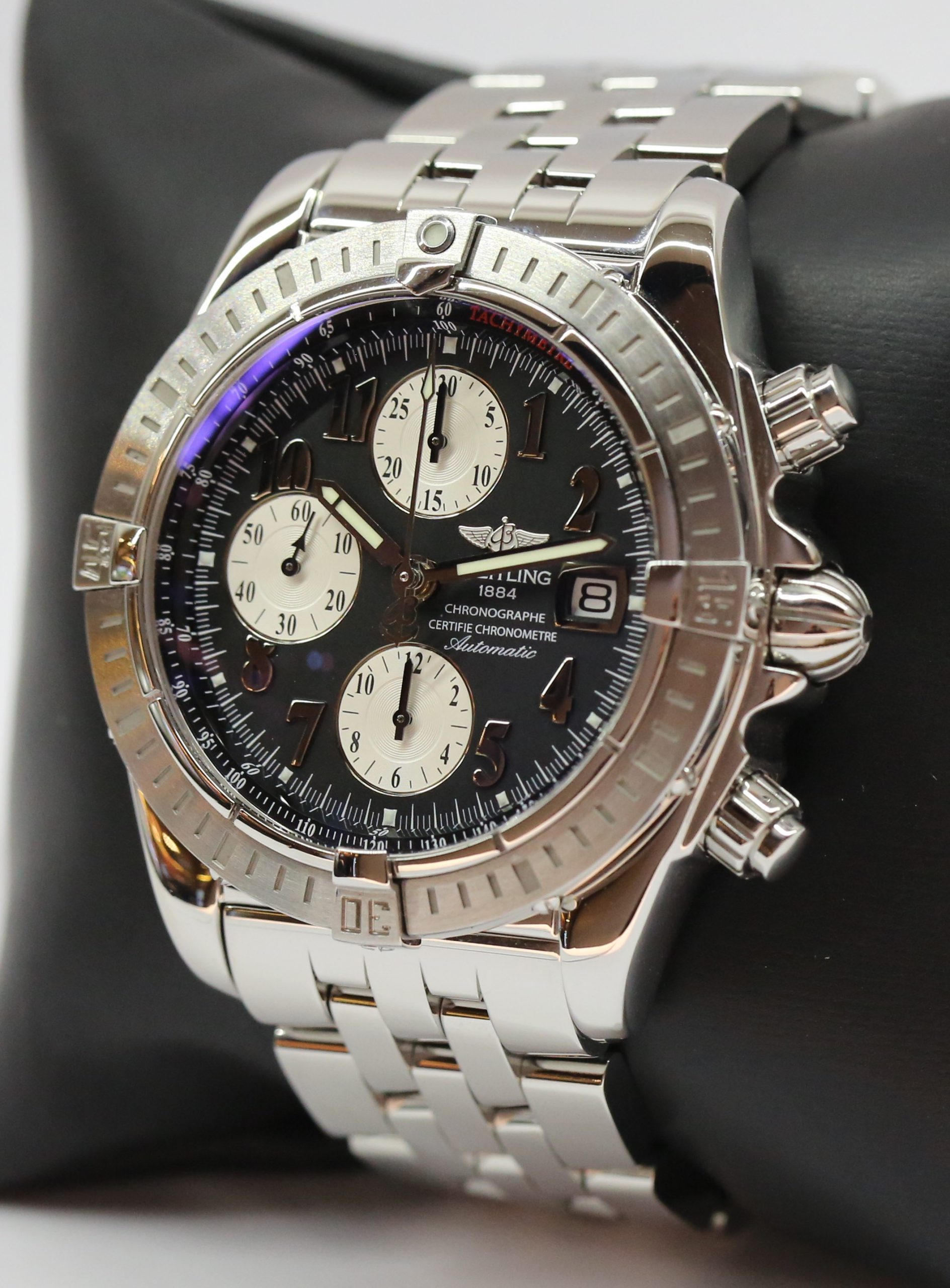 Breitling Choronomat Evolution Chronograph in Stainless Steel, Black Arab Dial on a Breitling stainless steel bracelet. 44mm , Ref: A13356 - Image 2