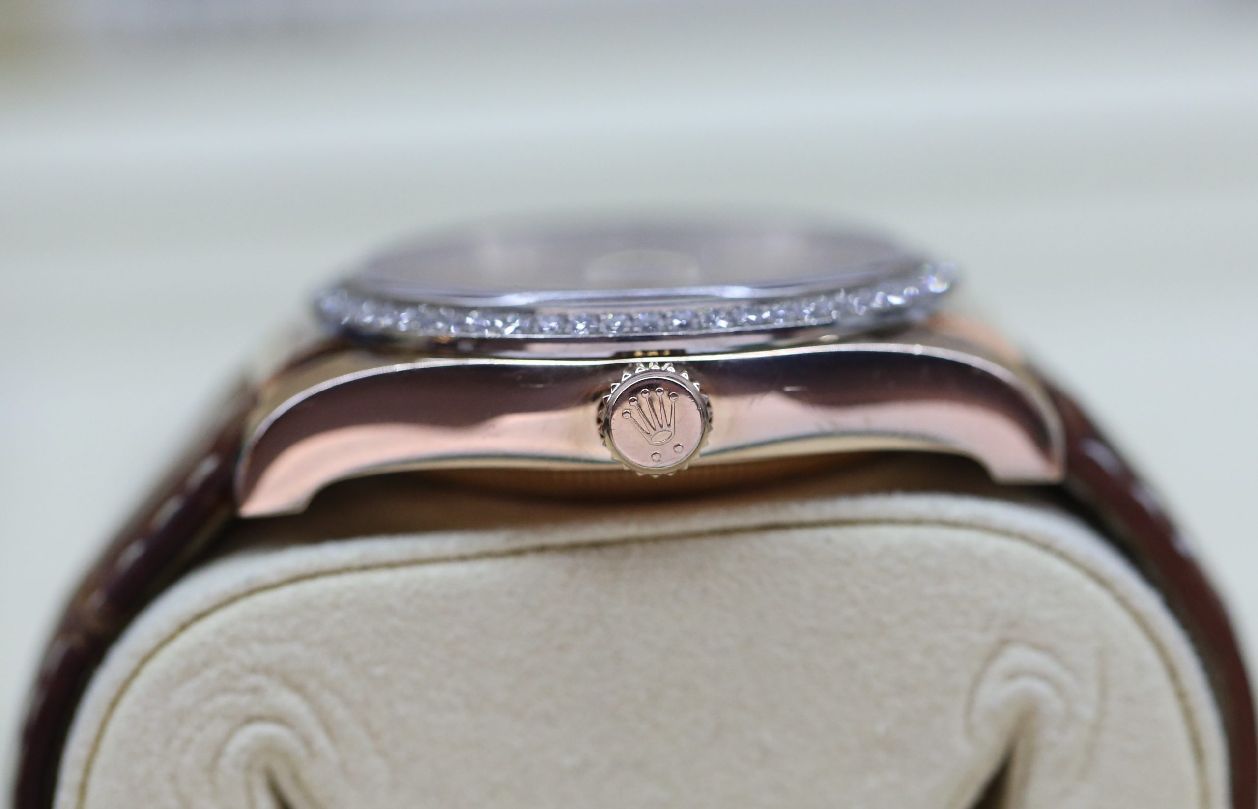 Rolex Oyster Perpetual Datejust 36mm in 18ct Everose Gold with Factory Diamond Bezel & Dial, on Crocodile Strap with a Rolex 18ct Everose deployant clasp, Ref: 116185, Circa: 2019, Complete with Box & Papers - Image 6