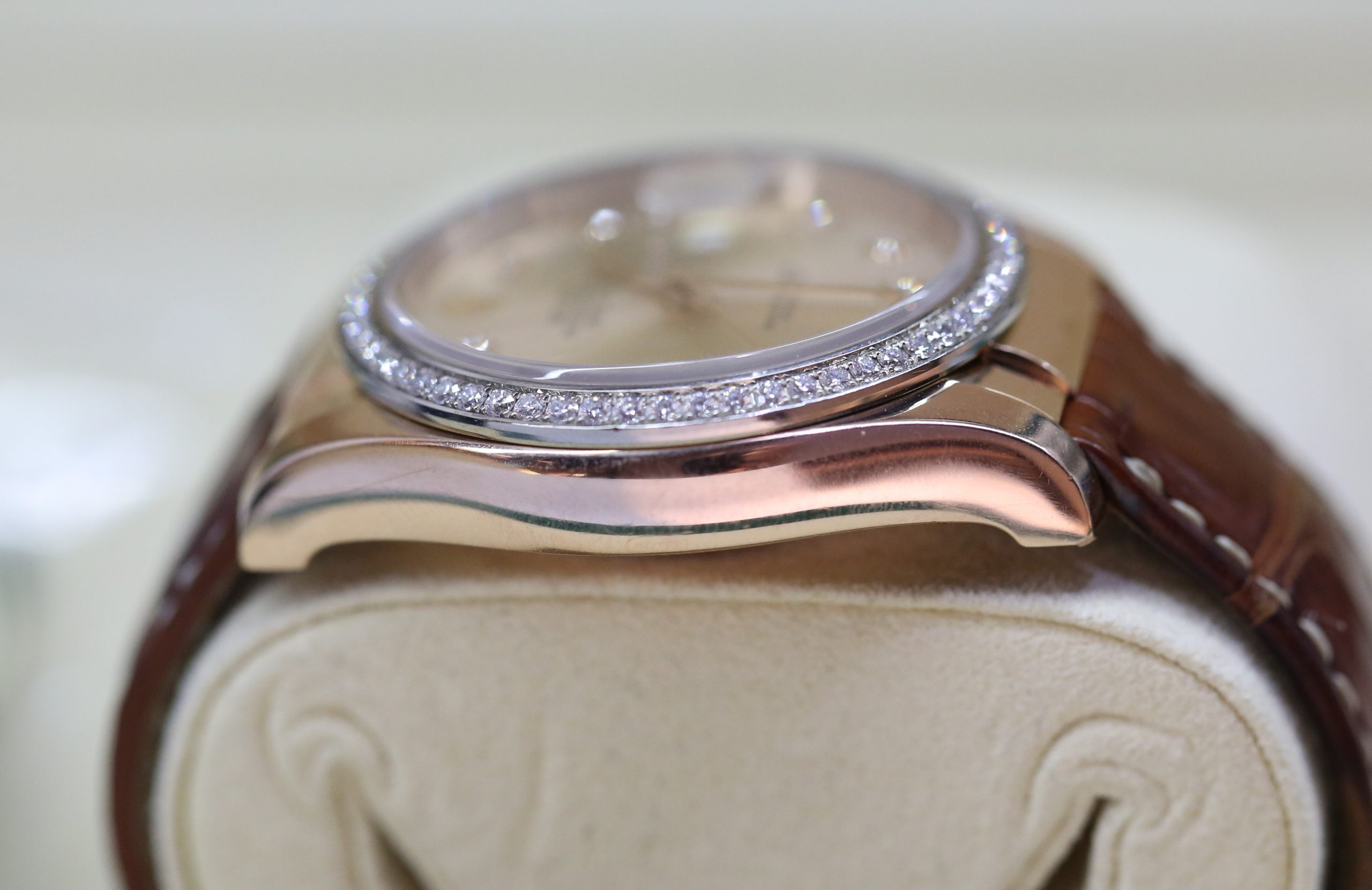 Rolex Oyster Perpetual Datejust 36mm in 18ct Everose Gold with Factory Diamond Bezel & Dial, on Crocodile Strap with a Rolex 18ct Everose deployant clasp, Ref: 116185, Circa: 2019, Complete with Box & Papers - Image 7
