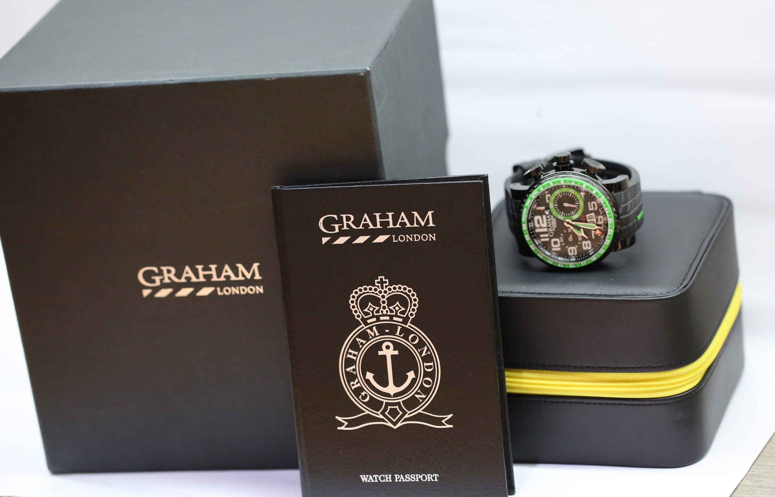 Graham Silverstone Stowe GMT chronograph Green limited edition Ref 2BLCB.B07A, 1 of 250, full set. - Image 6